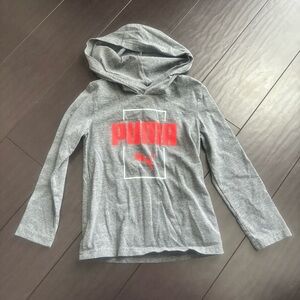Puma gray & red lightweight hoodie pullover size xxxs 3/4 EUC